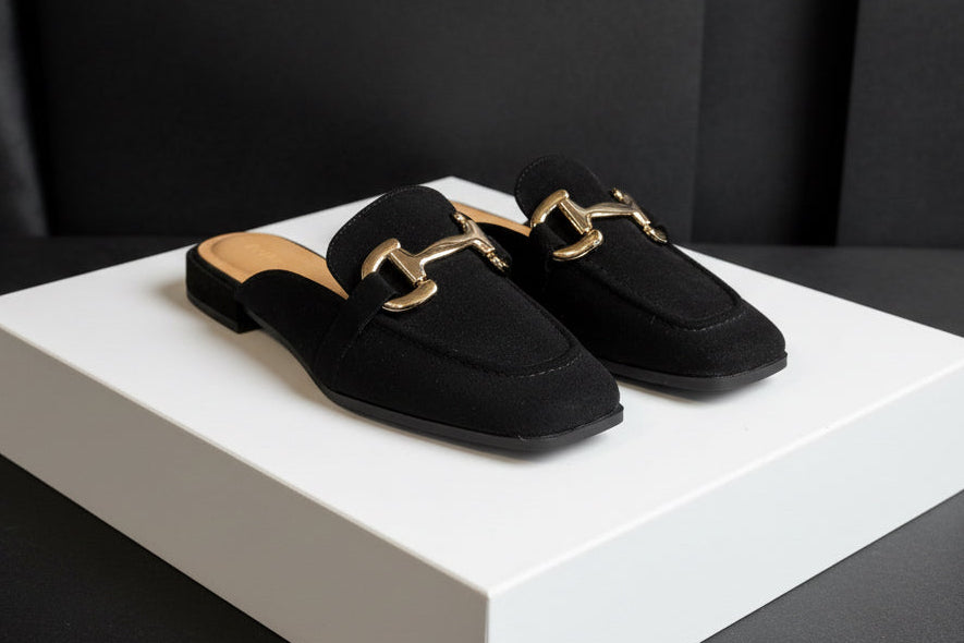 Sandale mule noire esprit mocassin
