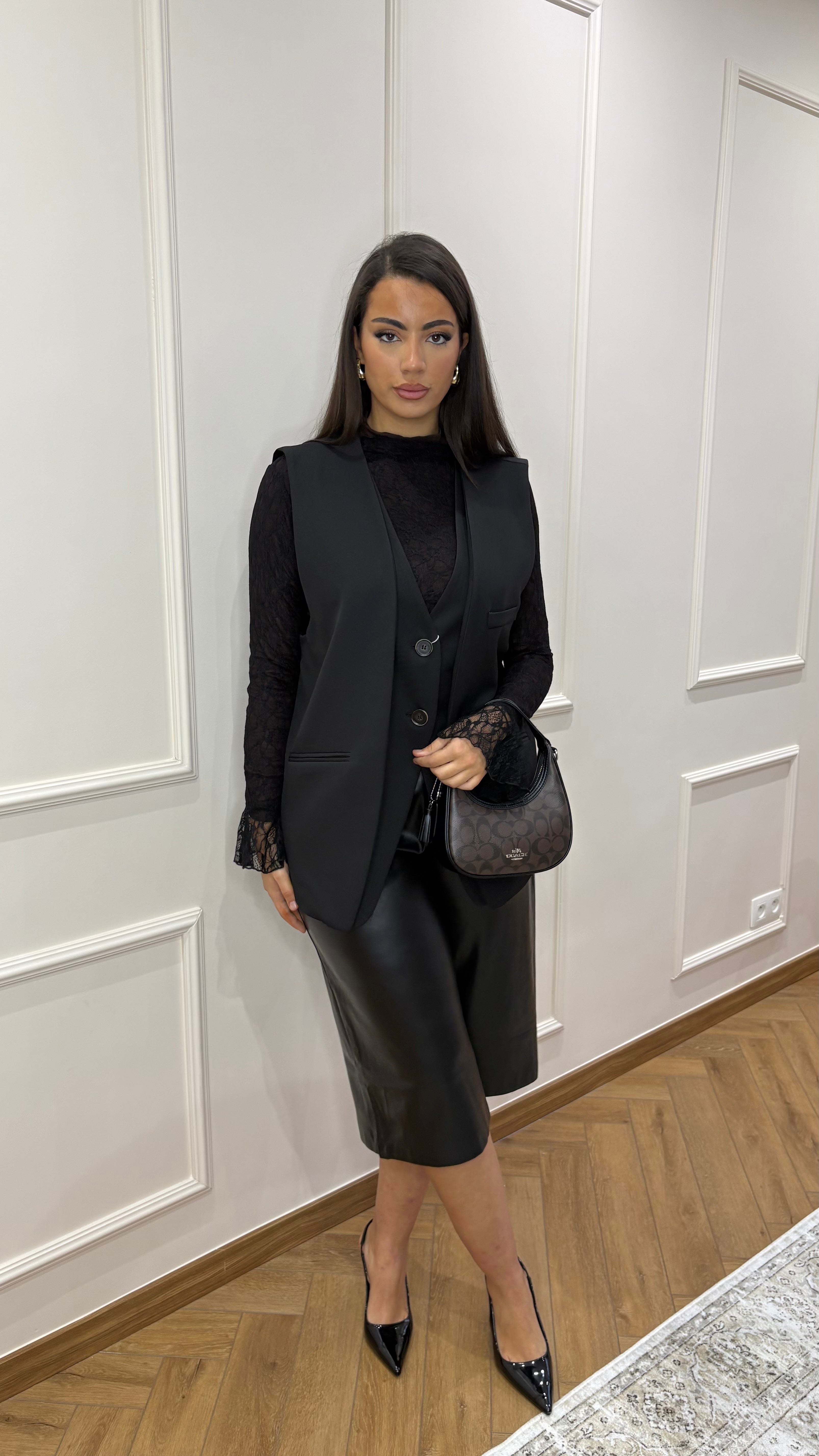 Blazer noir sans manches doublé