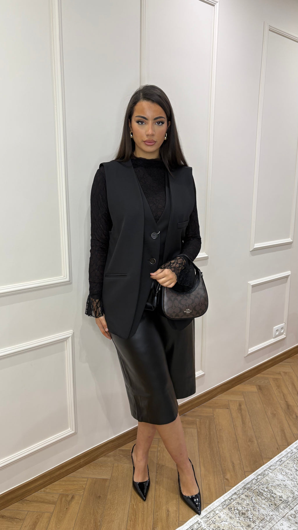Blazer noir sans manches doublé