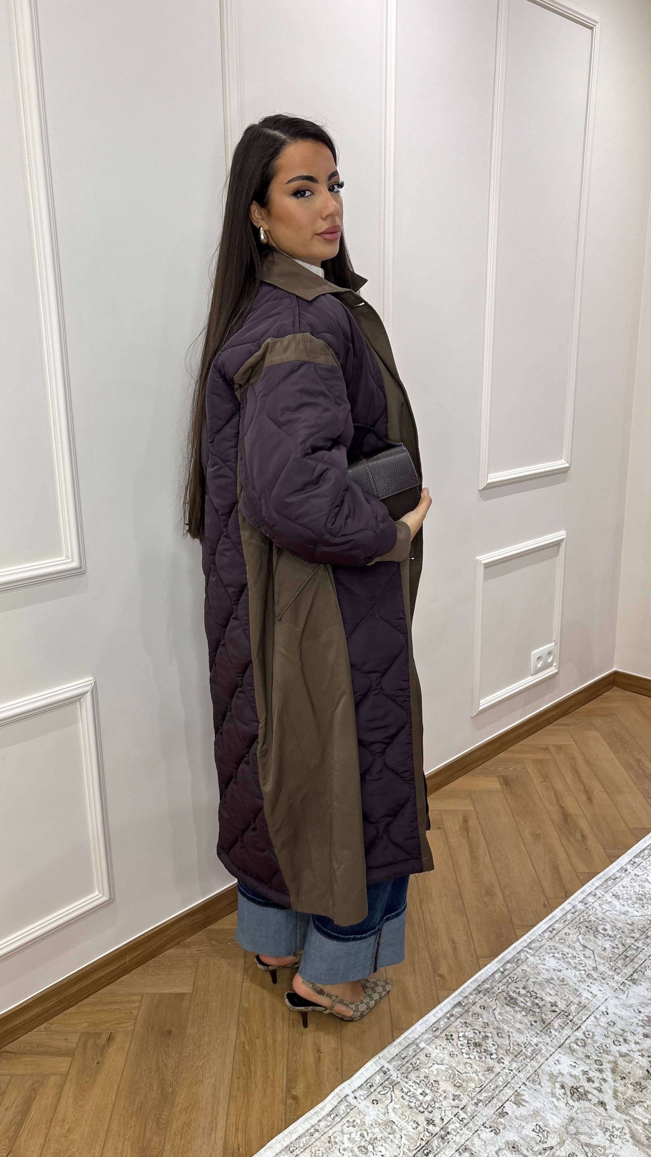 Veste longue bi-matière